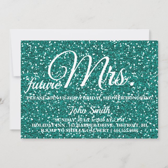Invitación Purpurina Bridal Shower futuro Sra. (Anverso)