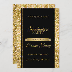Invitación Purpurina brillante de oro