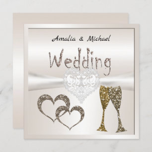 Invitación Purpurina brillar gafas secuelas corazones de cham