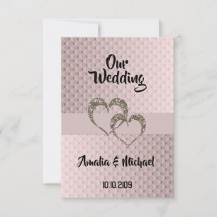 Invitación Purpurina brillo secuencial dos corazones boda amo