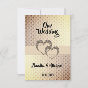 Invitación Purpurina brillo secuencial dos corazones boda amo