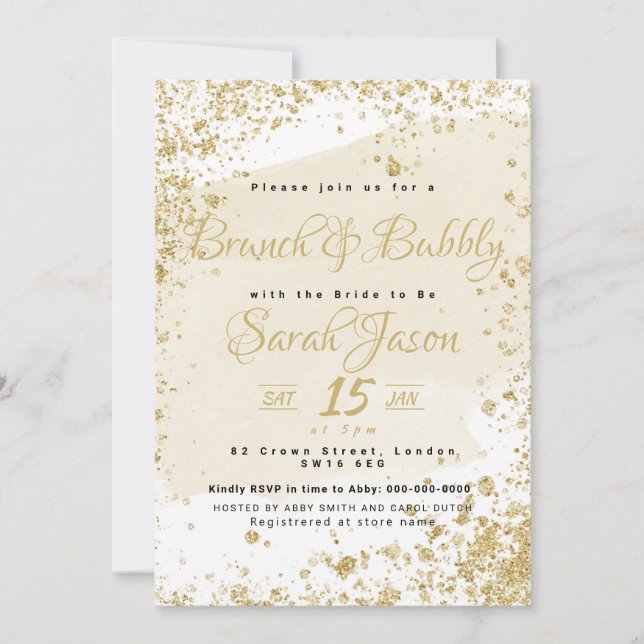 Invitación Purpurina brunch-bubbly (Anverso)