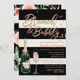Invitación Purpurina brunch-bubbly Black Stripe Bridal Shower