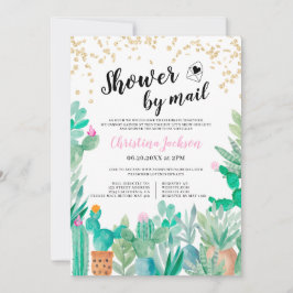 Invitación Purpurina Cactus de oro ducha acuarela por correo