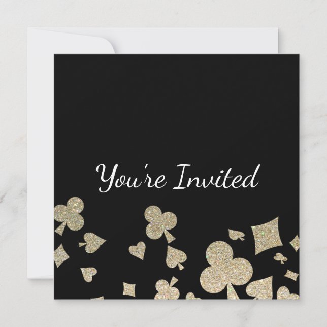 Invitación Purpurina Casino Fiesta de cumpleaños (Anverso)