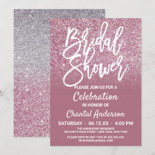 Invitación Purpurina Cassis Plata Rosa Ombre Bridal