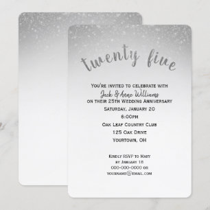 Invitación purpurina confetti 25º aniversario del boda