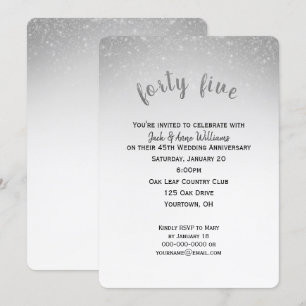 Invitación purpurina confetti 45º aniversario del boda