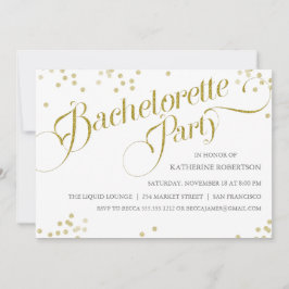 Invitación Purpurina Confetti Bachelorette Party Invitado, or