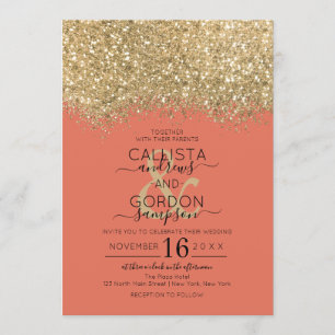 Invitación Purpurina Confetti Boda de Luxury Gold Terracotta