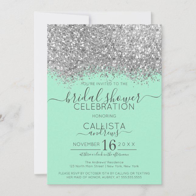 Invitación Purpurina Confetti Bridal de la Casa de la Moneda  (Anverso)