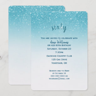 Invitación purpurina confetti fiesta de cumpleaños número 60