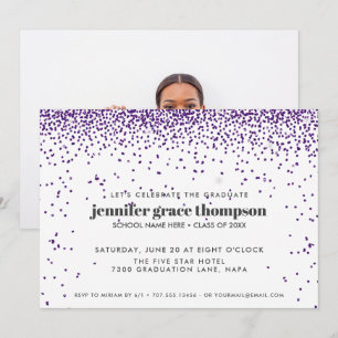 Invitación Purpurina Confetti Fiesta de foto de color morado