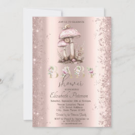 Invitación Purpurina Confetti Mushrooms Snack Baby Shower