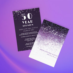 Invitación Purpurina Confetti Púrpura CUALQUIER Reunión Anual