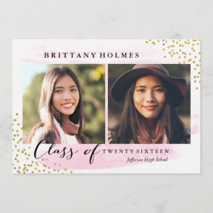 Invitación Purpurina Confetti Sprinkle 2 Graduación de fotos