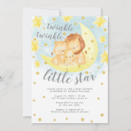 Invitación Purpurina Cute Gold Twinkle Little Star Baby Showe