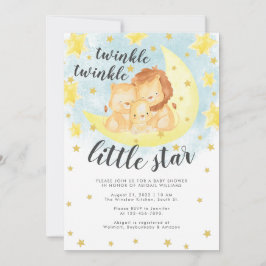 Invitación Purpurina Cute Gold Twinkle Little Star Baby Showe