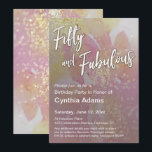 Invitación Purpurina de acuarela rosa amarillo cincuenta y fa<br><div class="desc">Este diseño es para los nuevos 50 años de edad, cuyo estilo es un poco más informal y un poco más artístico que algunas de las tradicionales propuestas Big Five 0. Las palabras "Cincuenta y Fabuloso" fueron representadas en un tipo de letra moderno, informal y manuscrita, y se agregó una...</div>