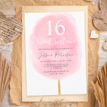 Invitación Purpurina de algodón divertido dulce color de agua<br><div class="desc">Fun gris y rosa claro color de agua dulce purpurina dulce fiesta de 16 años con suaves y pintadas a mano color rosa pastel rosa y agua caliente color rosa dulce caramelos de caramelo con un moderno guión de caligrafía y purpurina de oro . perfecto para divertirse con temas justos...</div>