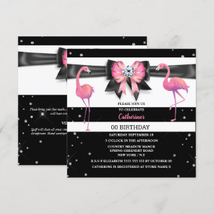 Invitación Purpurina de arco rosa Flamingo CUALQUIER franja d