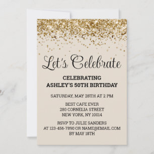 Invitación Purpurina de Arena y Oro 50 años celebremos