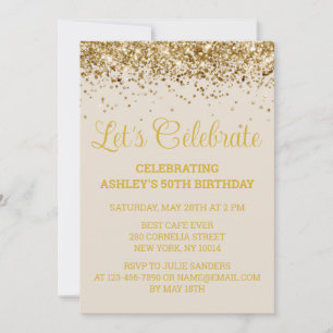 Invitación Purpurina de Arena y Oro 50 años celebremos
