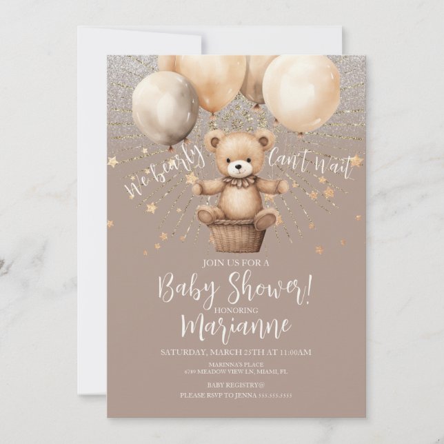 Invitación Purpurina de Baby Shower Bohemian Rustic (Anverso)
