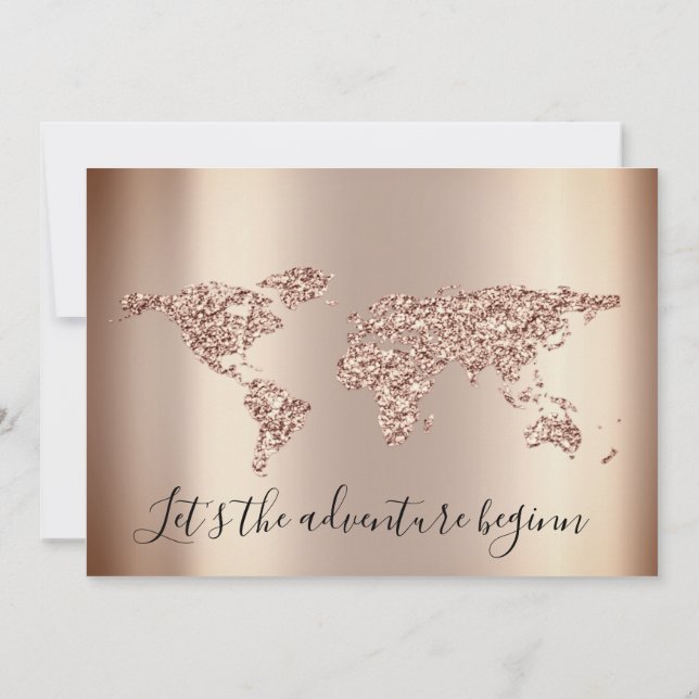 Invitación Purpurina de Baby Shower Rosa pies World Boy Chica (Reverso)