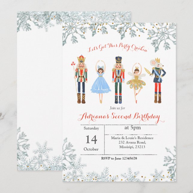 Invitación Purpurina de ballet Silver Cumpleaños Invitar a Nu (Anverso / Reverso)