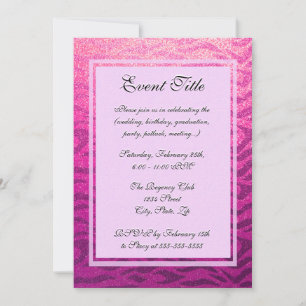 Invitación Purpurina de banda de leopardo rosa