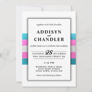 Invitación PURPURINA de Boda blanco moderno de Moda trans de 