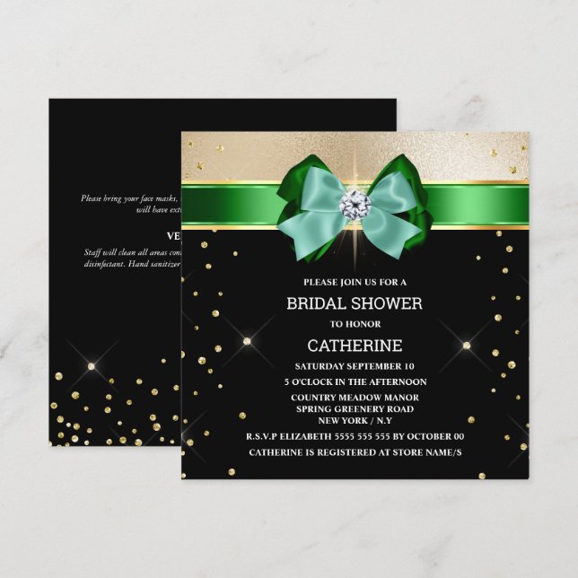 Invitación Purpurina de brillo del brillo del brillo del oro  (Anverso / Reverso)