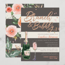 Purpurina de brunch y burbuja Rosa ducha de novia