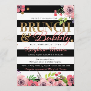 Invitación Purpurina de brunch y burbujeante ducha de novia b