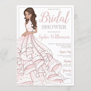 Invitación Purpurina de Brunette Glam Bride Bridal Shower