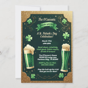 Invitación Purpurina de cervezas afortunadas St. Patrick's Da
