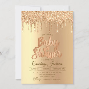 Invitación Purpurina de champaña Drip Baby Shower