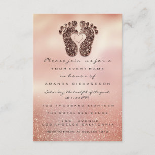 Invitación Purpurina de chispa Baby Shower pies Rosa Gold Gla
