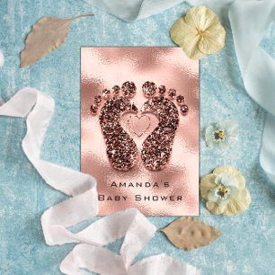 Invitación Purpurina de chispa Baby Shower pies Rosa SkyGlam