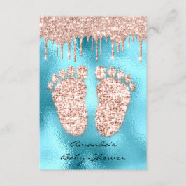 Invitación Purpurina de chispa Dris Rosa Ocean Baby Shower Fe
