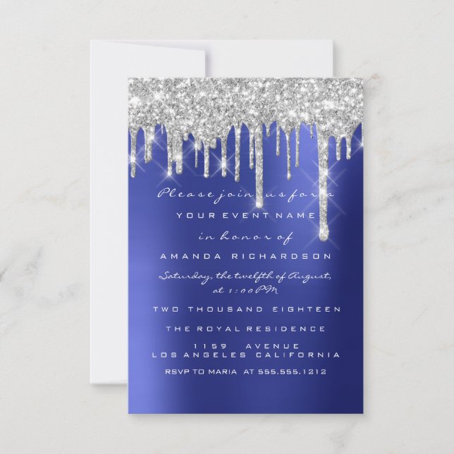 Invitación Purpurina de chispa gotea dulce de novia de la mar (Anverso)