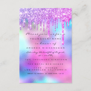 Invitación Purpurina de chispa goteo plata Unicornio Novia ro