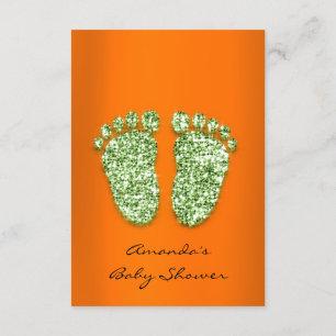 Invitación Purpurina de chispa Naranja Mint Green Baby Shower
