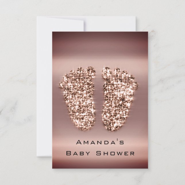 Invitación Purpurina de chispa Rosa de pies Baby Shower Skinn (Reverso)