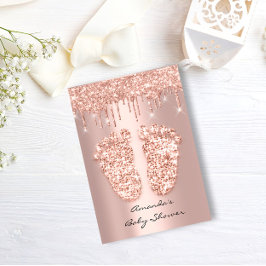 Invitación Purpurina de chispas goteo Rosa de pies Baby Showe