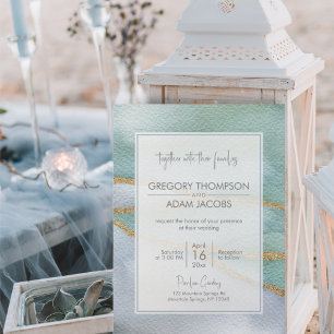 Invitación Purpurina de color de agua moderna  Boda de línea 