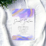 Invitación Purpurina de color morado de oro foto Sweet 16<br><div class="desc">Moda color morado purpurina de oro foto fiesta de cumpleaños Sweet 16 ,  con un guión de moda caligrafía . Añade tu foto al fondo. Contáctame para cambiar la fuente principal superior.</div>