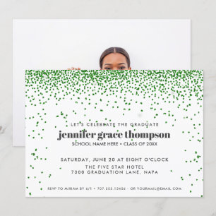 Invitación Purpurina de Confetti Fiesta de fotografía verde b