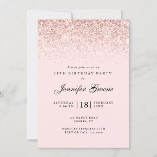 Invitación Purpurina de confetti rosado de Rubor, cualquier c